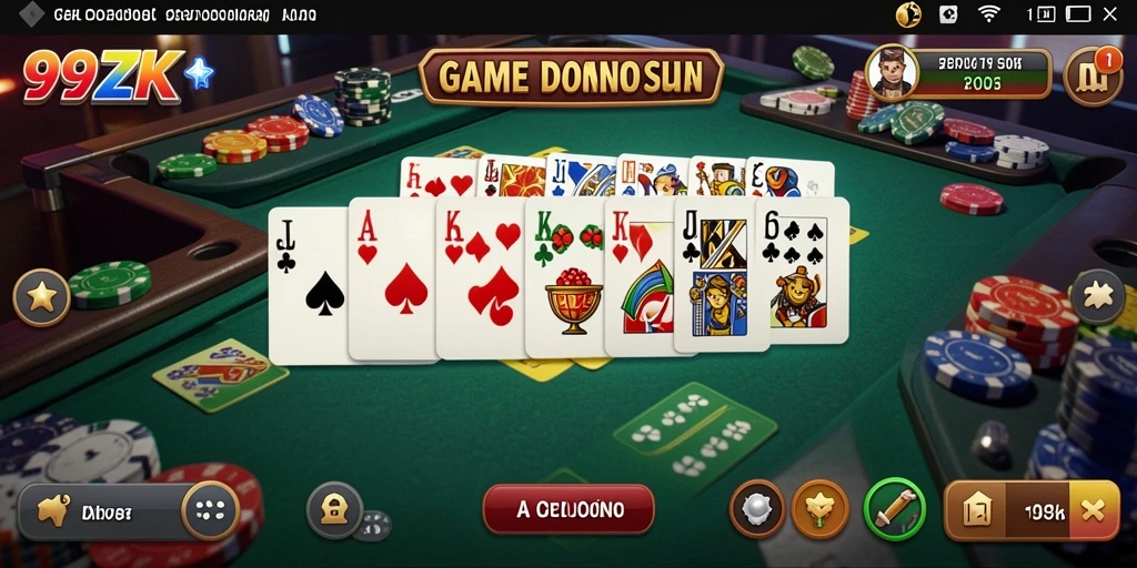 Screenshot gameplay seru dari 99ZK yang menampilkan aksi Domino.