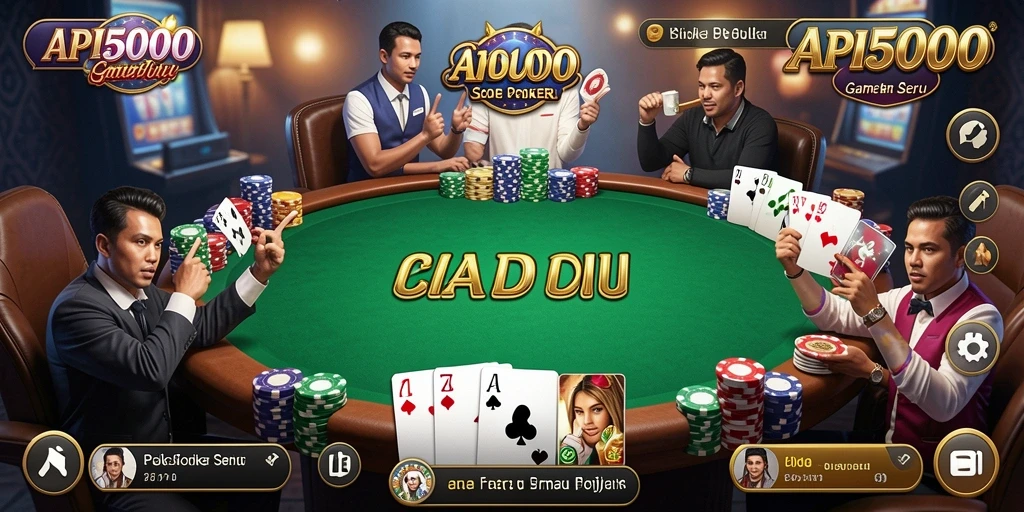 Screenshot gameplay API5000 menampilkan aksi poker yang mendebarkan.