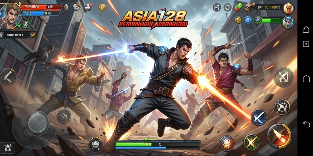 Tampilan gameplay seru dengan aksi mendebarkan dalam ASIA128.