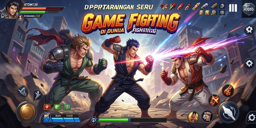 Gameplay seru ATOM138 dengan karakter bertarung yang dinamis.