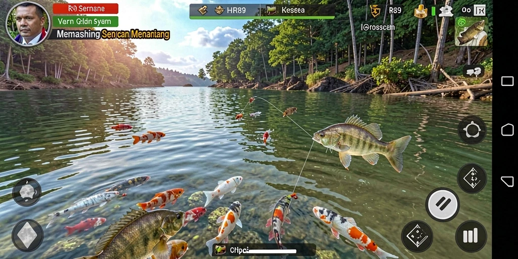 Gameplay HR89 yang menyenangkan dan penuh tantangan memancing.