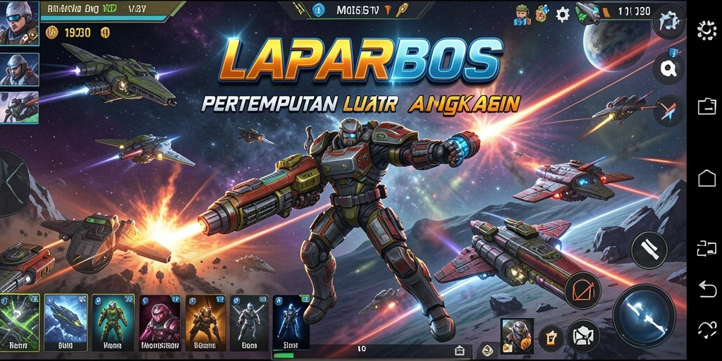 Gameplay intens LAPARBOS dengan pertempuran luar angkasa yang seru.