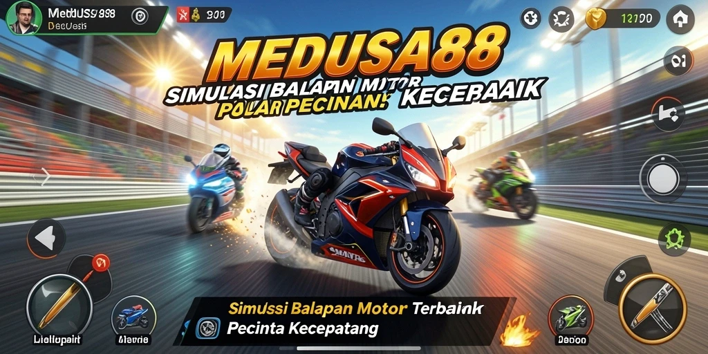 Gameplay mendebarkan yang menghadirkan balapan motor seru.