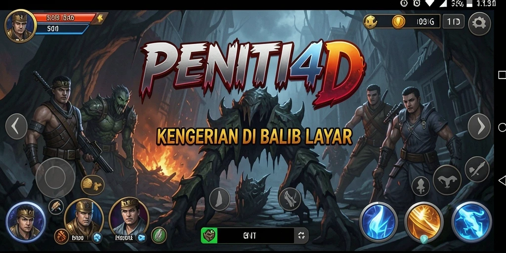 Gameplay PENITI4D yang mencekam dan menegangkan dalam suasana horror.