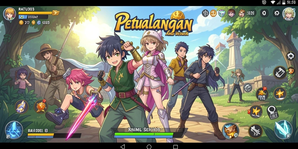 Tangkapan layar gameplay yang menunjukkan aksi karakter Anime.