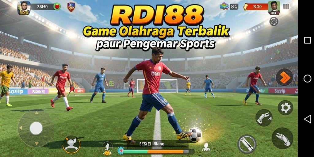 Screenshot gameplay RDI88 menunjukkan aksi seru di lapangan olahraga.