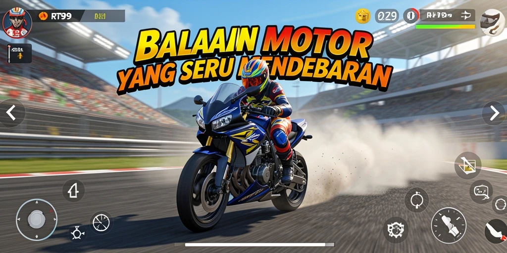 Gameplay seru dalam balapan motor RT99 yang penuh aksi.