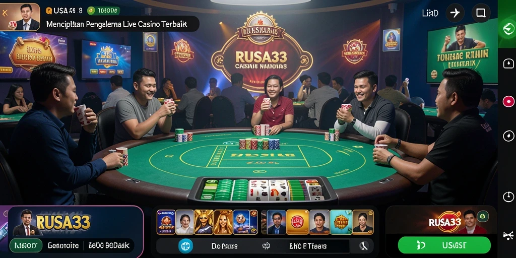 Screenshot permainan RUSA33 menampilkan dealer live dan gameplay yang dinamis.