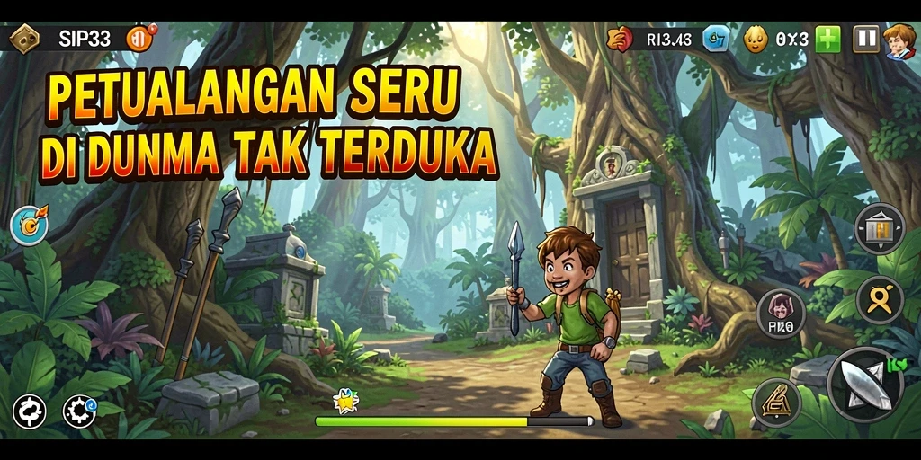 Screenshot menunjukkan gameplay petualangan yang mendebarkan di SIP33.