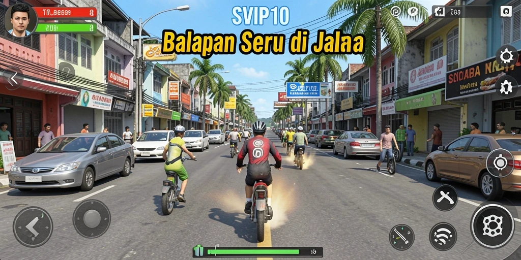 Tampilan gameplay balapan seru dan mendebarkan di SVIP10.