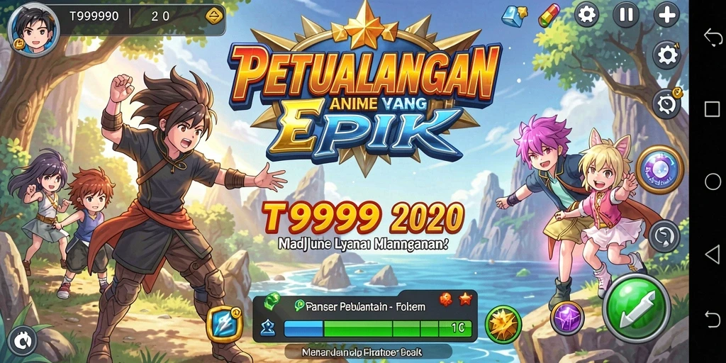 Tangkapan layar gameplay T9999 dengan karakter Anime yang epik.