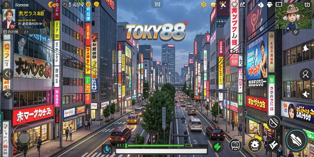 Tangkapan layar dari gameplay <strong>TOKYO88</strong> menunjukkan interaksi sosial di Tokyo.