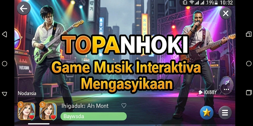 Screenshot utama TOPANHOKI menampilkan aksi permainan musik yang seru.