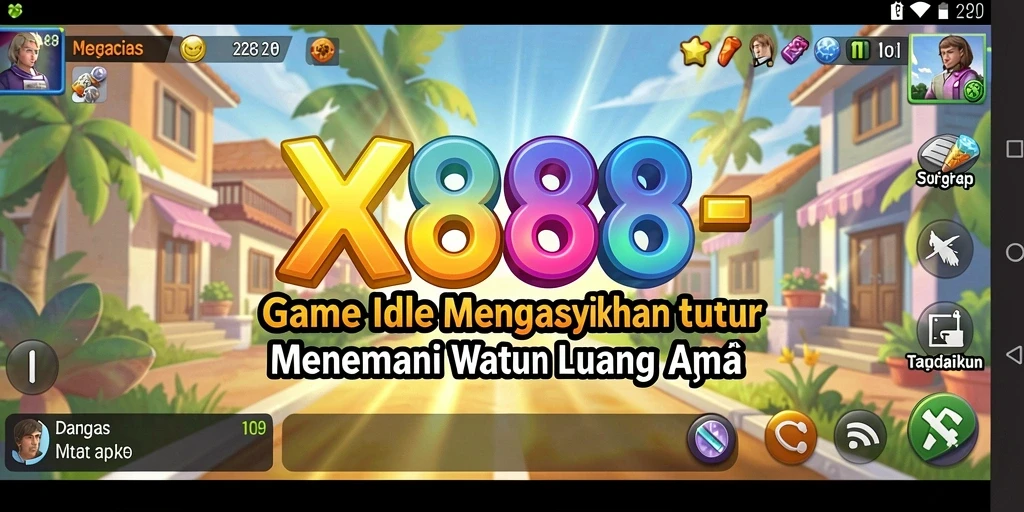 Screenshot gameplay X88 menunjukkan kemajuan yang memuaskan dan fitur Idle yang menarik.