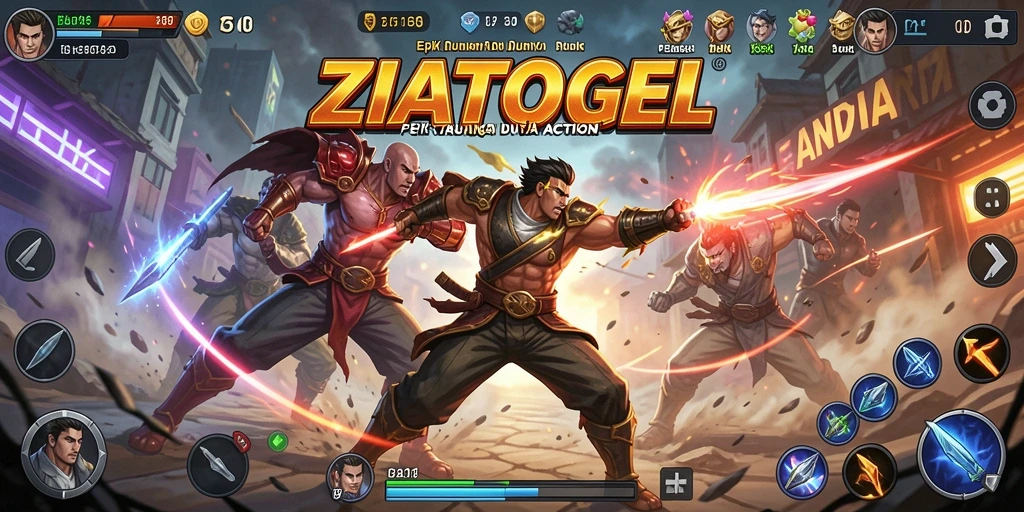 Tampilan seru gameplay ZIATOGEL saat bertarung.