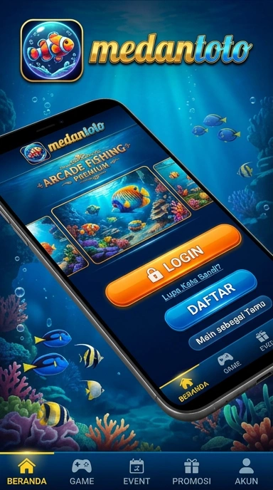 Tampilan aplikasi medantoto di perangkat mobile.